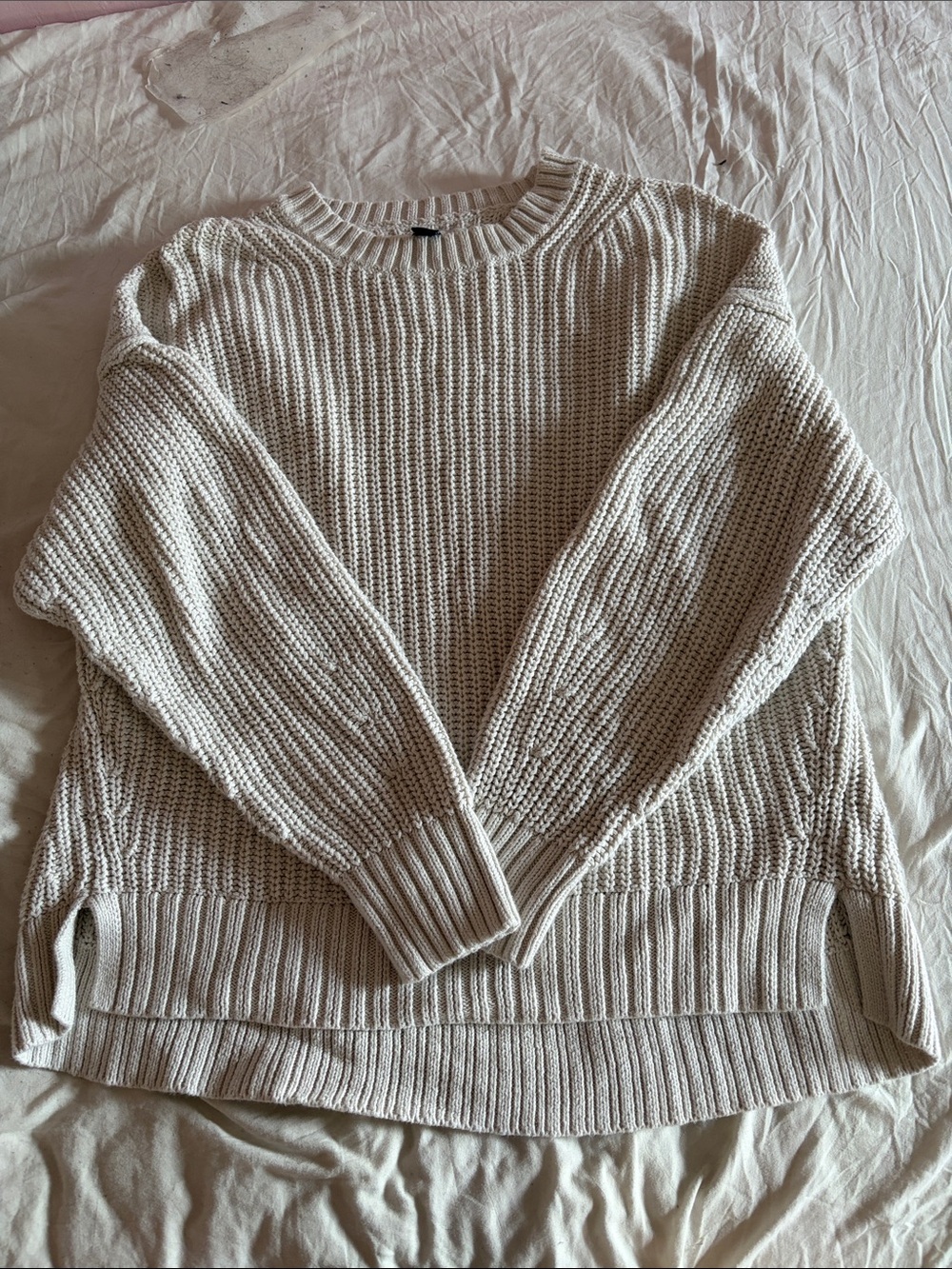 American Eagle Outfitters Cream Chunky Crewneck Sweater